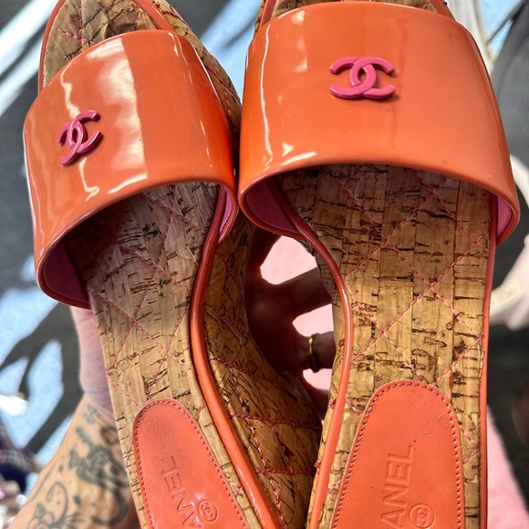 Chanel Orange Wedge Sandals - Picture 6 of 8
